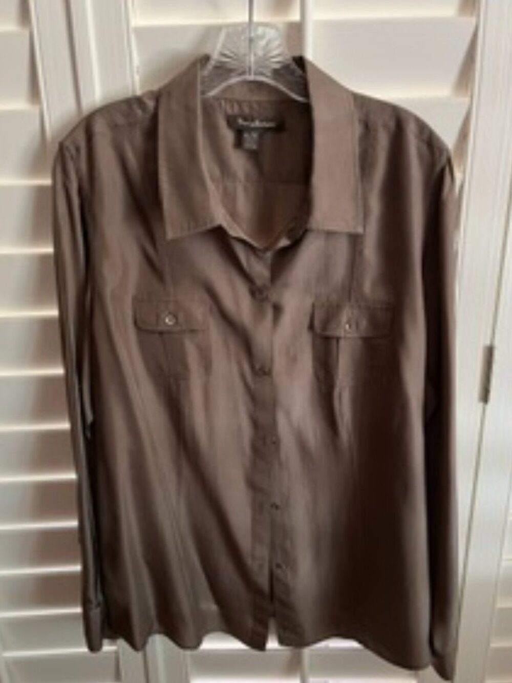 Tommy Bahama Beige Silk Long-Sleeved Shirt